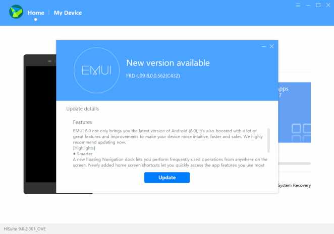 Huawei Honor 8 - HiSuite 9.0.2.301_OVE